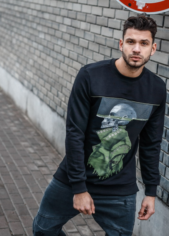 Лонгслив с принтом человек с черепом MFSTORE Изображение Лонгслив с принтом человек с черепом MFSTORE