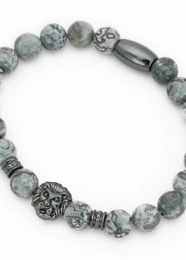 Браслет из натурального камня серый с темным LEO FASHION Изображение Браслет из натурального камня серый с темным LEO FASHION