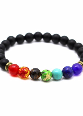 Браслет черный с разноцветными бусинами Fashion Изображение Браслет черный с разноцветными бусинами Fashion
