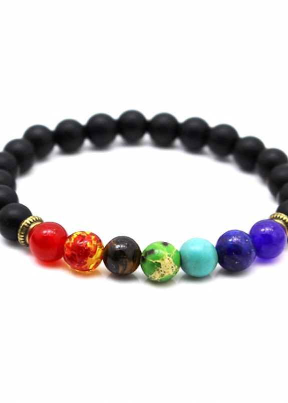 Браслет черный с разноцветными бусинами Fashion Изображение Браслет черный с разноцветными бусинами Fashion