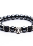Браслет из натурального камня серый с серебряным Leopard Fashion Изображение Браслет из натурального камня серый с серебряным Leopard Fashion