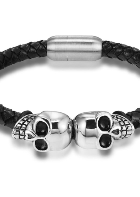 Браслет с двумя черепами Fashion Изображение Браслет с двумя черепами Fashion