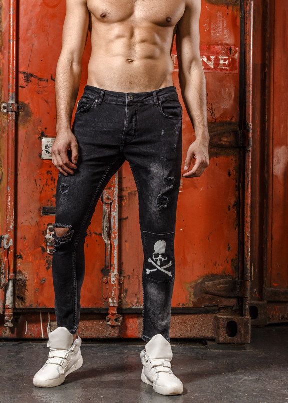 Джинсы скинни с черепом Mfstore Изображение Джинсы скинни с черепом Mfstore