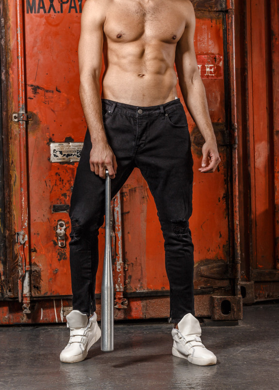 Черные джоггеры с черными лампасами мужские MFSTORE Изображение Черные джоггеры с черными лампасами мужские MFSTORE