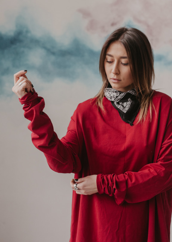 Объемная бордовая футболка Simplu Изображение Объемная бордовая футболка Simplu