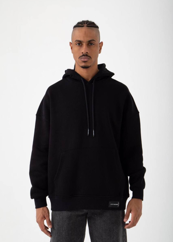 Худи оверсайз базовое на флисе черное MFStore Изображение Худи оверсайз базовое на флисе черное MFStore