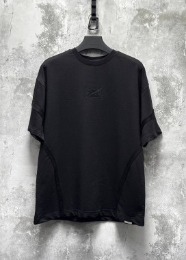 Футболка базова оверсайз чорна з вставками MFStore Изображение Футболка базова оверсайз чорна з вставками MFStore