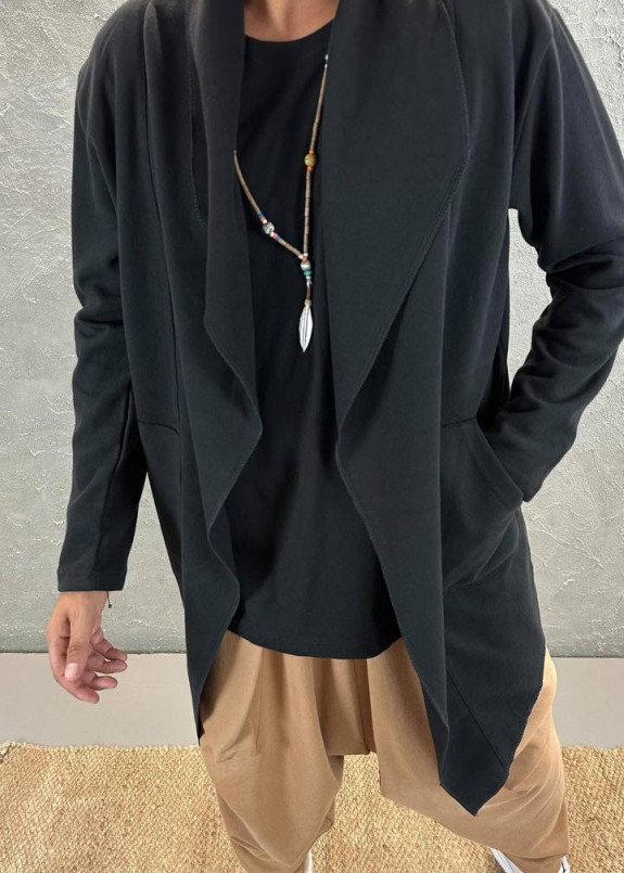 Кардиган дизайнерський чорний з накладними карманами MFStore Изображение Кардиган дизайнерський чорний з накладними карманами MFStore