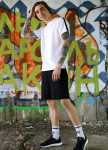 Изображение Футболка мужская белая удлиненная с лампасом Хитман Tur streetwear