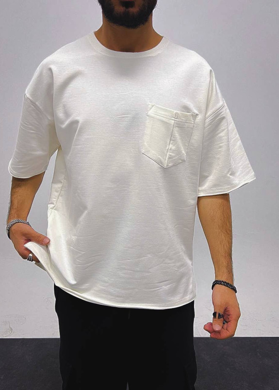 Футболка оверсайз з карманом на грудях біла MFStore Изображение Футболка оверсайз з карманом на грудях біла MFStore