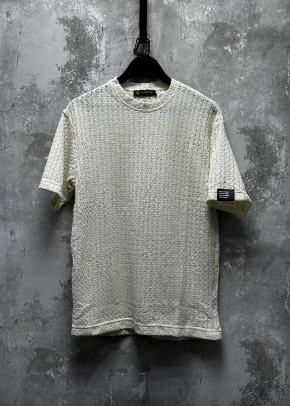 Футболка сіткою с лого на рукаві молочна MFStore Изображение Футболка сіткою с лого на рукаві молочна MFStore