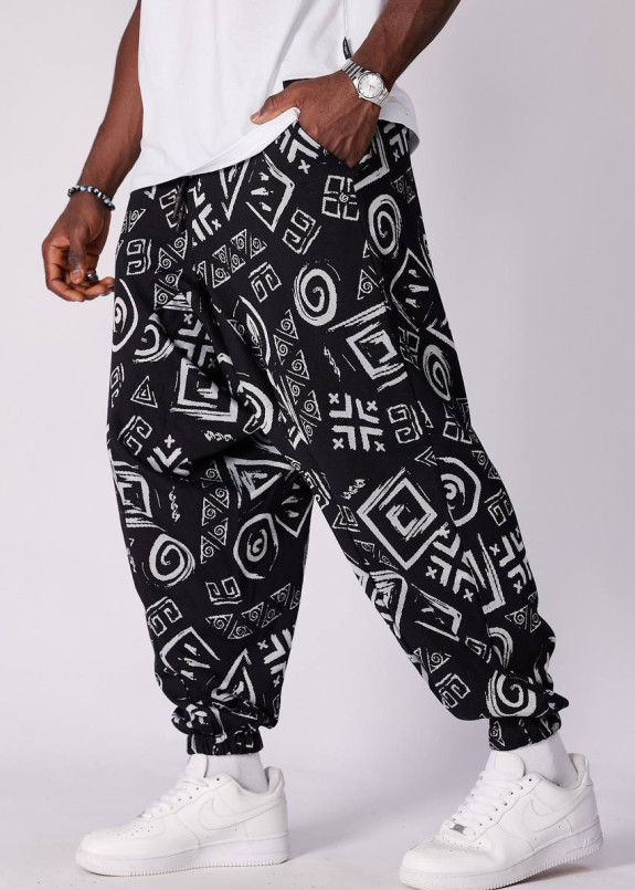 Штани вільного крою галіфе з малюнками чорні MFStore Изображение Штани вільного крою галіфе з малюнками чорні MFStore