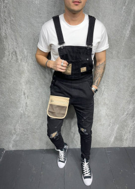 Изображение Комбинезон штанами с накладным карманом черный MFStore