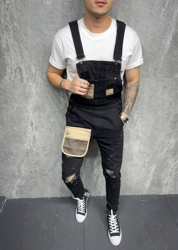 Комбинезон штанами с накладным карманом черный MFStore Изображение Комбинезон штанами с накладным карманом черный MFStore