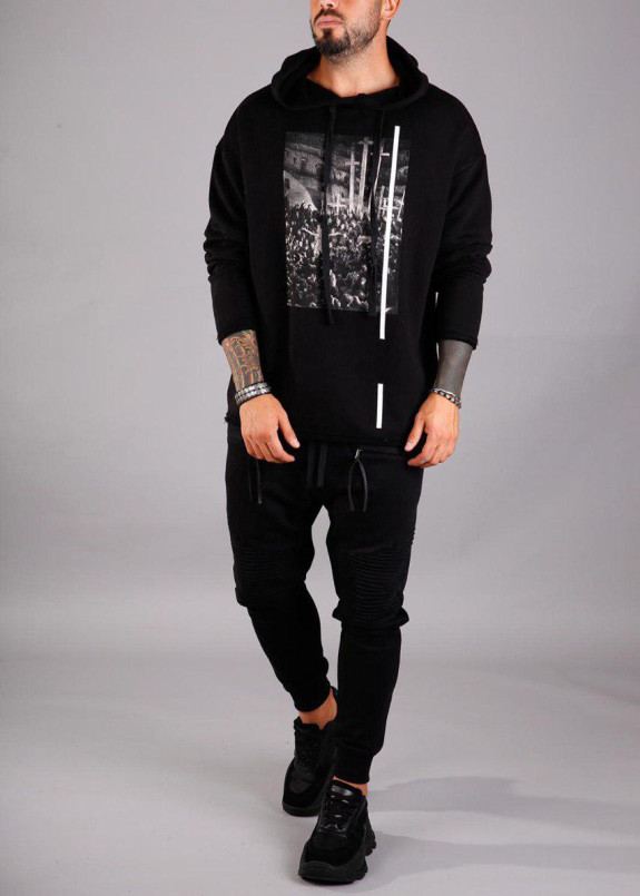 Худи черное с принтом крест на спине MFStore Изображение Худи черное с принтом крест на спине MFStore