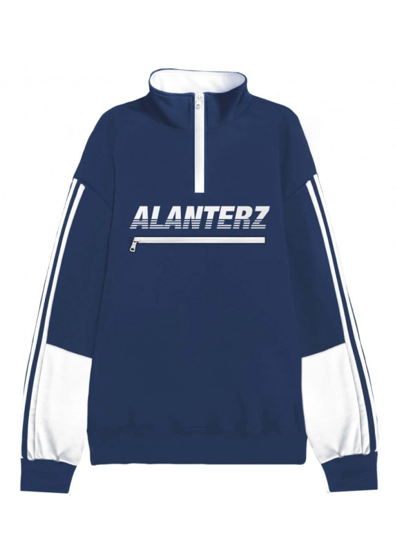 Кофта синяя мужская Basic 1/4 Zip Reflective Oversized Black Sweatshirt Изображение Кофта синяя мужская Basic 1/4 Zip Reflective Oversized Black Sweatshirt