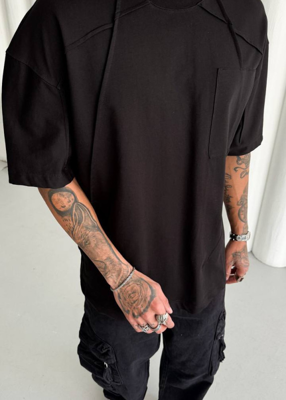 Футболка дизайнерська оверсайз базова чорна MFStore Изображение Футболка дизайнерська оверсайз базова чорна MFStore