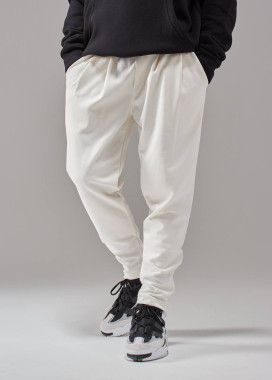 Штани спортивні вільного крою звужені на застібках знизу білі MFStore Изображение Штани спортивні вільного крою звужені на застібках знизу білі MFStore