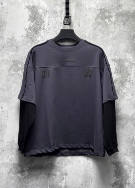 Стильний світшот з подвійним рукавом 80 сірий MFStore Изображение Стильний світшот з подвійним рукавом 80 сірий MFStore