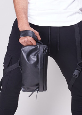 Сумка на пояс вощеная черная Изображение Сумка на пояс вощеная черная