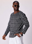 Стильний лонгслів вільного крою в клітинку чорно-білий MFStore Изображение Стильний лонгслів вільного крою в клітинку чорно-білий MFStore