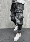 Изображение Штаны карго мужские с эффектом вареники черно-серые MFStore