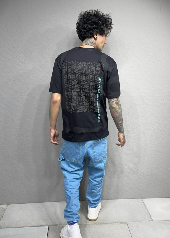 Футболка оверсайз с символами черная MFStore Изображение Футболка оверсайз с символами черная MFStore