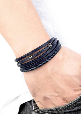 Браслет-мотузка шкіряний багатошаровий хром MFStore Изображение Браслет-мотузка шкіряний багатошаровий хром MFStore