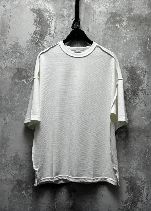 Футболка базова оверсайз зі швами навиворіт біла MFStore Изображение Футболка базова оверсайз зі швами навиворіт біла MFStore