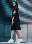 Изображение Платье-футболка женское черное с принтом