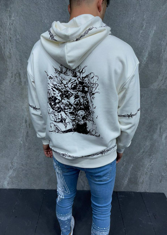 Худі біле оверсайз с принтом MFStore Изображение Худі біле оверсайз с принтом MFStore