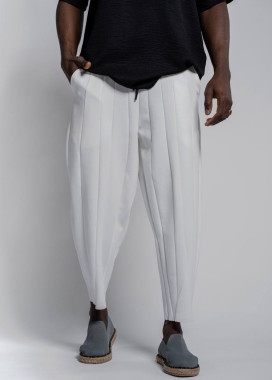 Штани вільного крою в полосу білі MFStore Изображение Штани вільного крою в полосу білі MFStore