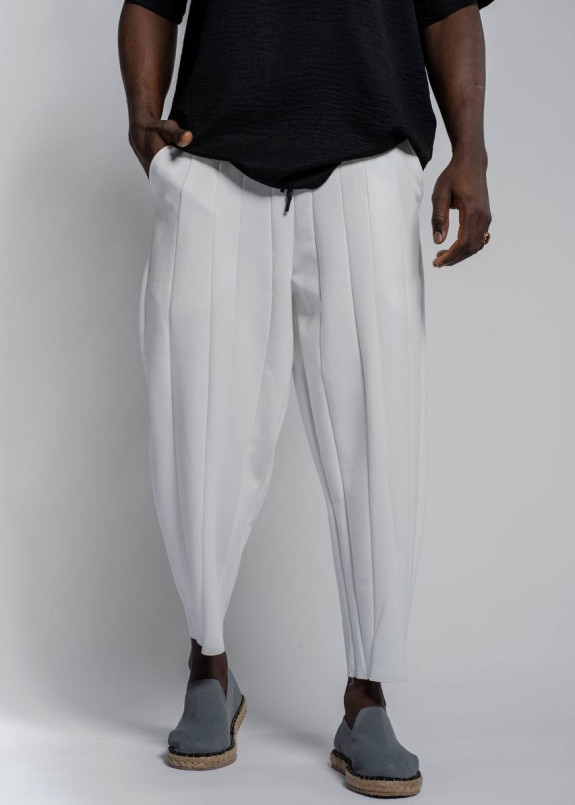 Штани вільного крою в полосу білі MFStore Изображение Штани вільного крою в полосу білі MFStore