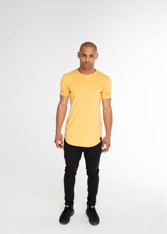 Футболка мужская базовая с круглым низом желтая Black Limit Изображение Футболка мужская базовая с круглым низом желтая Black Limit