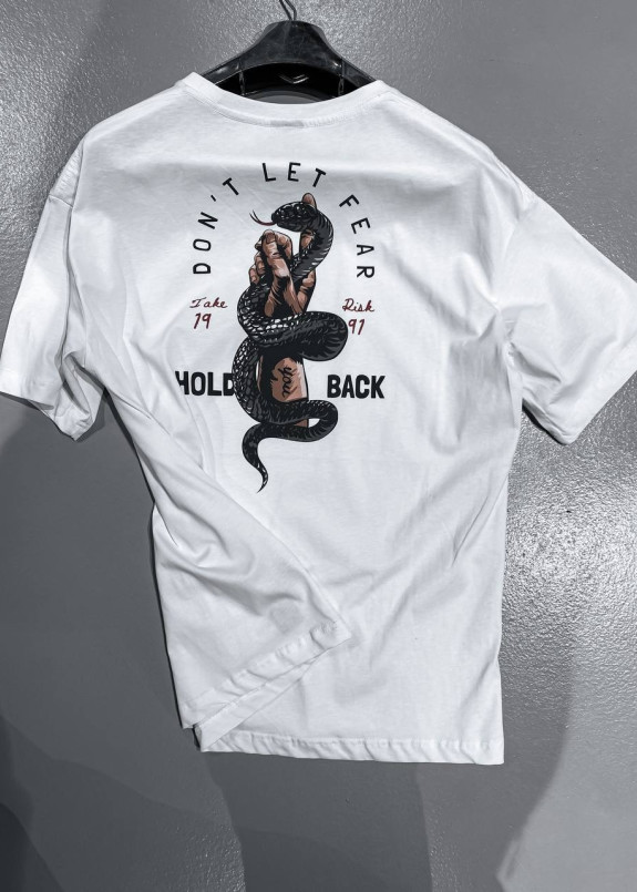 Футболка оверсайз з принтом змії білого кольору MFStore Изображение Футболка оверсайз з принтом змії білого кольору MFStore