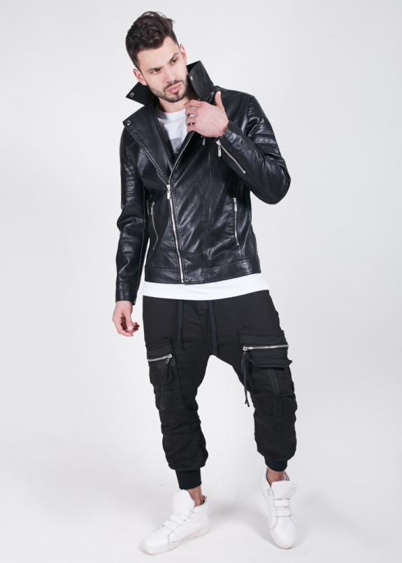 Куртка кожзам с рифленымы вставками на плечах MFStore Изображение Куртка кожзам с рифленымы вставками на плечах MFStore