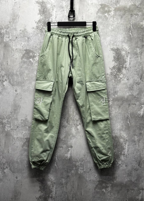 Джогери карго з вишивкою на карманах ментол MFStore Изображение Джогери карго з вишивкою на карманах ментол MFStore