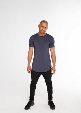 Футболка мужская базовая с круглым низом темно-серая Black Limit Изображение Футболка мужская базовая с круглым низом темно-серая Black Limit