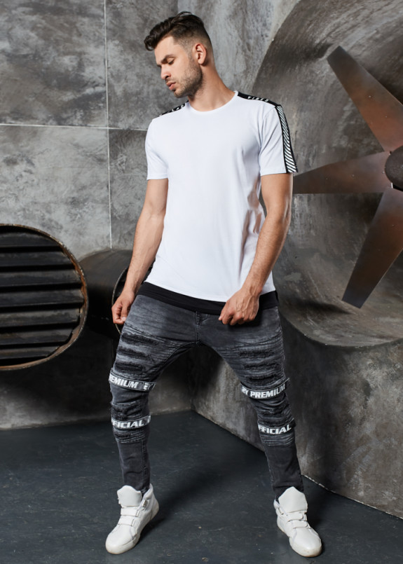 Футболка с ребристыми вставками на плечах MFStore Изображение Футболка с ребристыми вставками на плечах MFStore