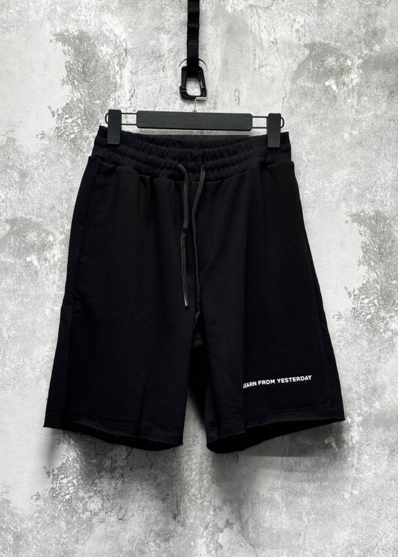 Стильні шорти вільного крою з необробленими краями чорні MFStore Изображение Стильні шорти вільного крою з необробленими краями чорні MFStore