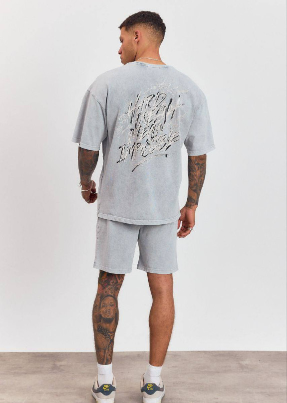 Костюм вільного крою виварений з принтом сірий світлий MFStore Изображение Костюм вільного крою виварений з принтом сірий світлий MFStore