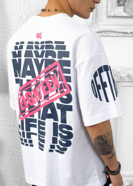 Футболка оверсайз базова з принтом біла MFStore Изображение Футболка оверсайз базова з принтом біла MFStore