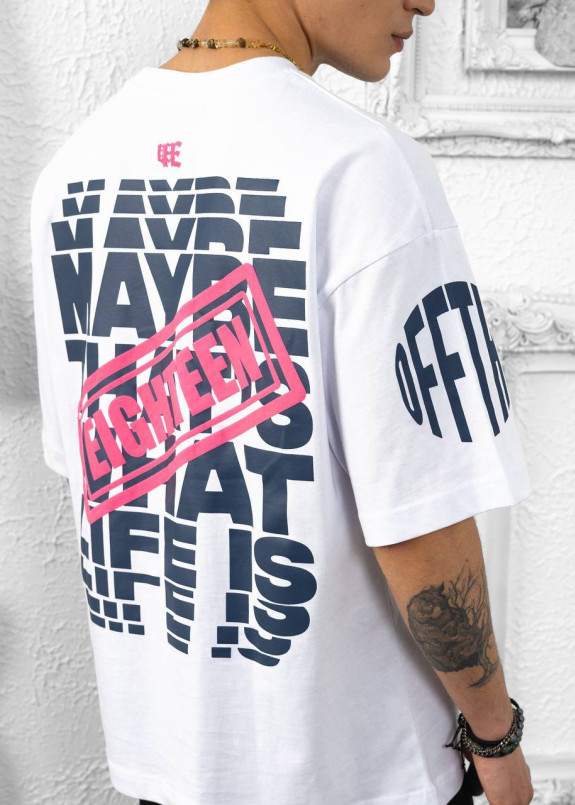 Футболка оверсайз базова з принтом біла MFStore Изображение Футболка оверсайз базова з принтом біла MFStore