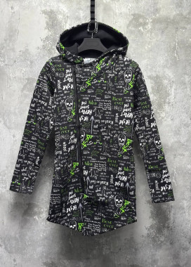 Кардиган з принтами і косою блискавкою чорний MFStore Изображение Кардиган з принтами і косою блискавкою чорний MFStore