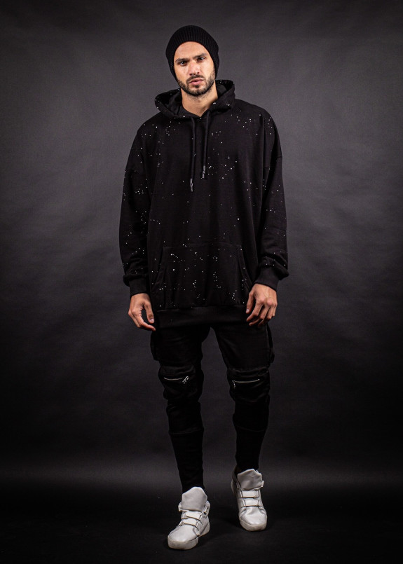 Худи черное с принтом брызги краской MFStore Изображение Худи черное с принтом брызги краской MFStore