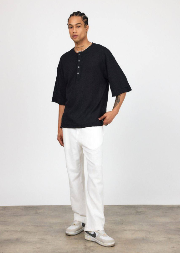 Футболка кімоно оверсайз на гудзиках чорна MFStore Изображение Футболка кімоно оверсайз на гудзиках чорна MFStore