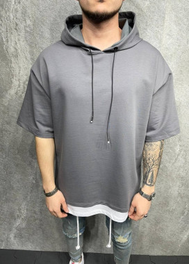 Футболка с капюшоном с белой вставкой снизу MFStore Изображение Футболка с капюшоном с белой вставкой снизу MFStore