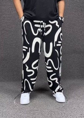 Брюки вільного крою прямі чорно-білі MFStore Изображение Брюки вільного крою прямі чорно-білі MFStore