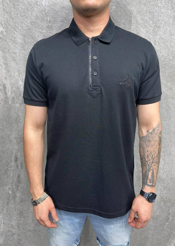 Поло черное с лого слева MFStore Изображение Поло черное с лого слева MFStore