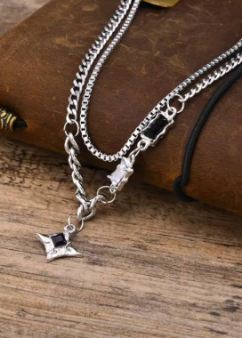 Стильний ланцюжок декорований камінням хром MFStore Изображение Стильний ланцюжок декорований камінням хром MFStore